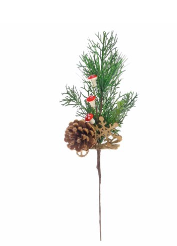 Flor Artificial Natal – Bolas Vermelhas e Cogumelos