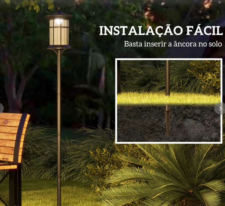 Candeeiro Solar de Exterior - 184 cms