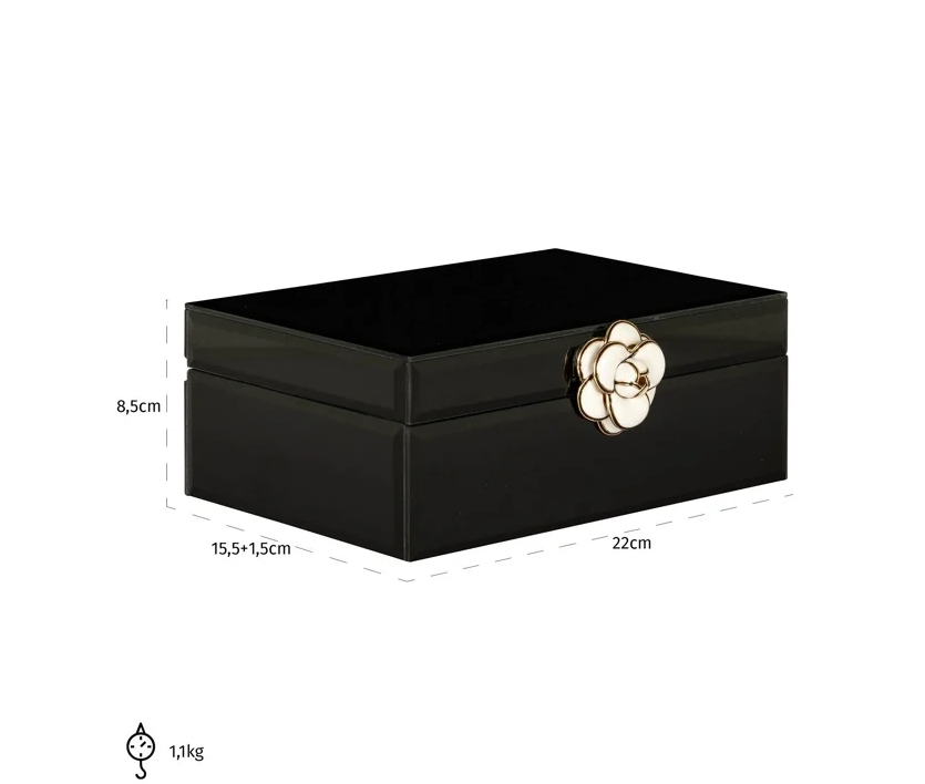 Caixa Vidro com Aplicação Flor - Peq.