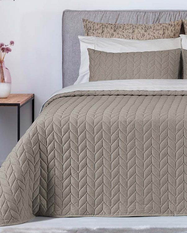 Colcha Malha Espinhado - Casal (Taupe)