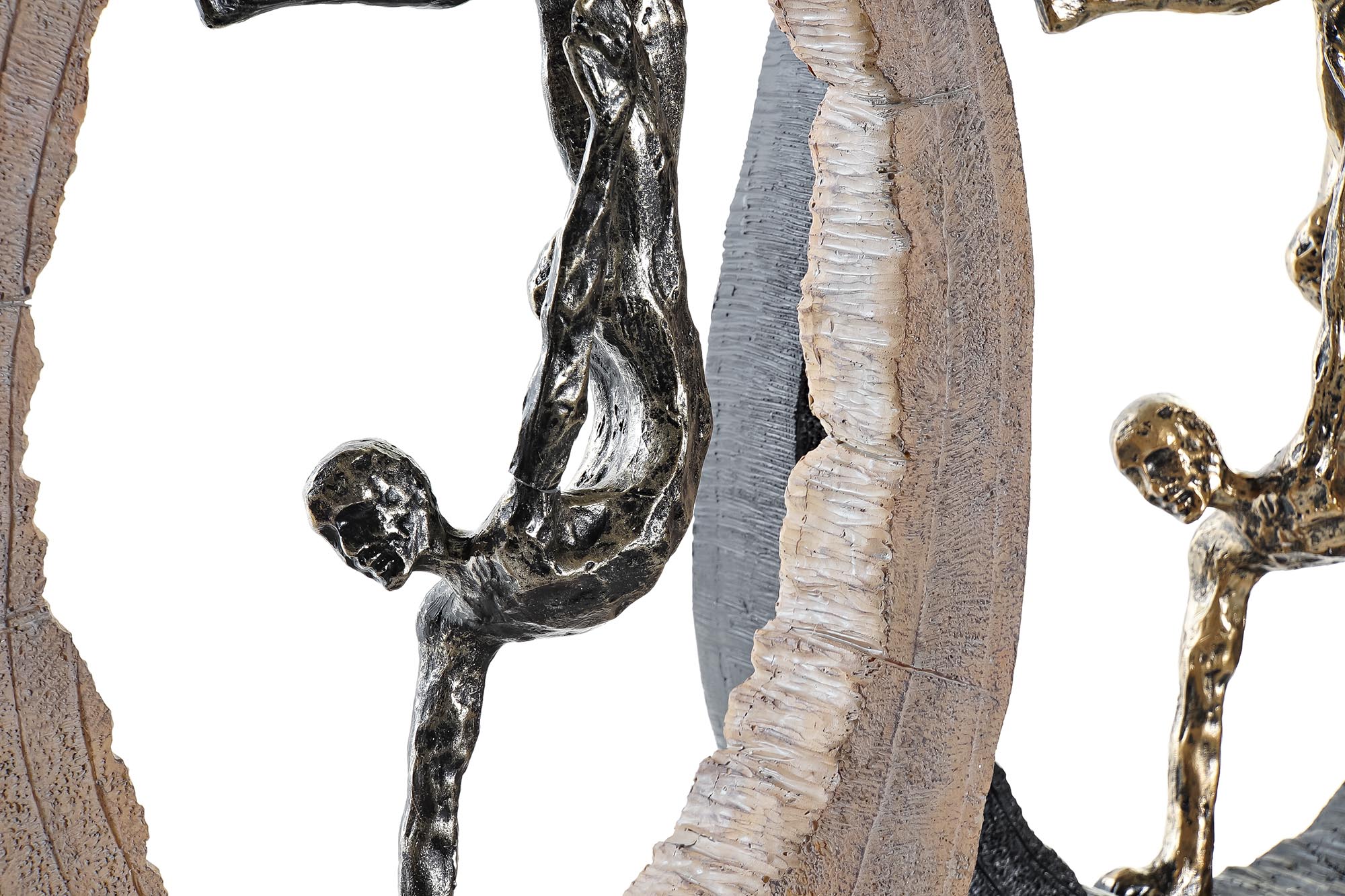 Figura Resina Tronco e Homem - Bege e Cinza