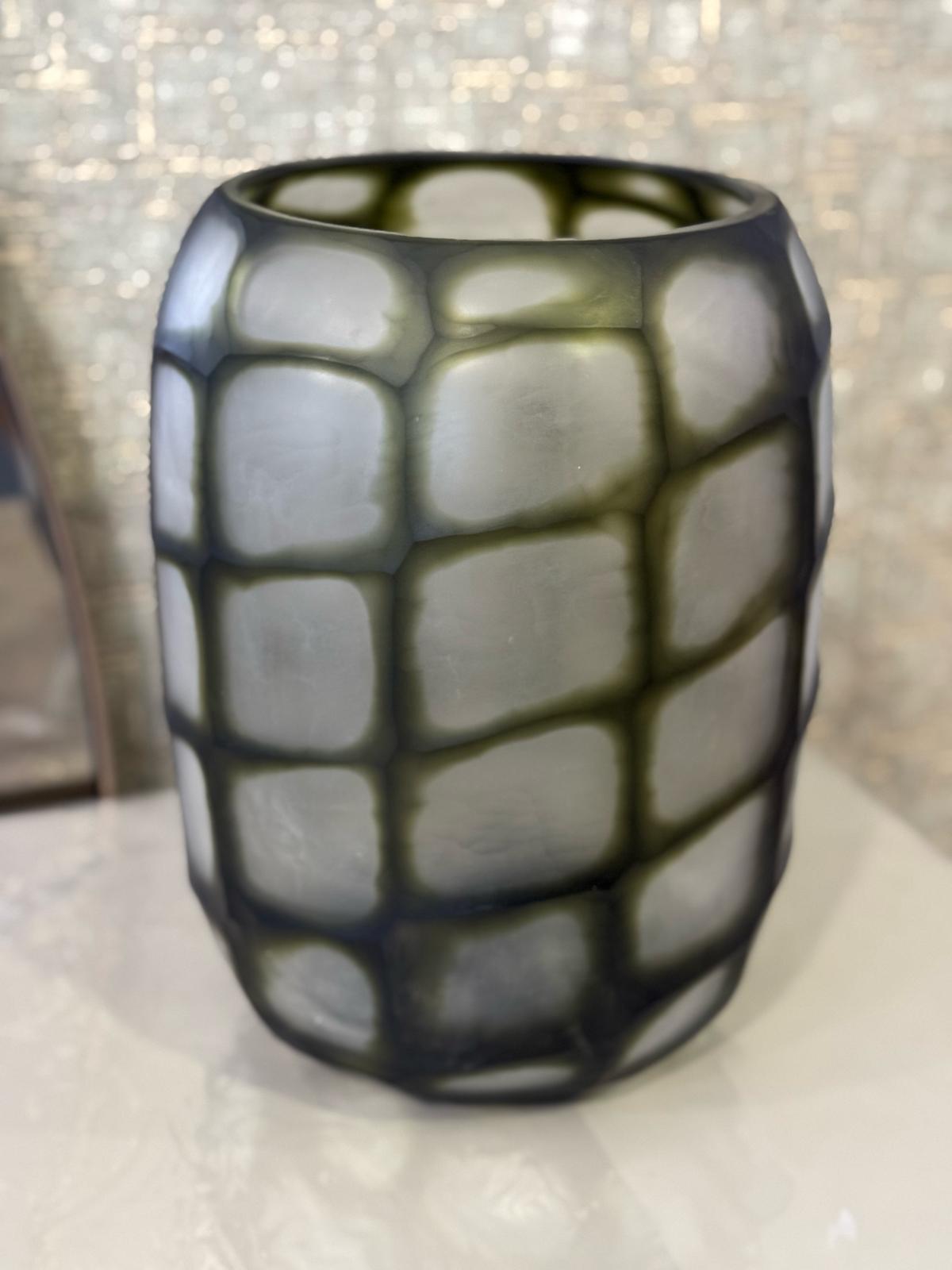 Jarra Vidro Lapidado Verde