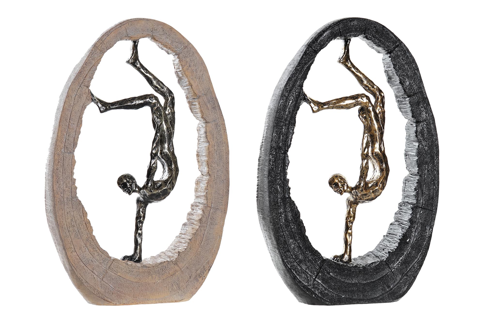 Figura Resina Tronco e Homem – Preto e Dourado