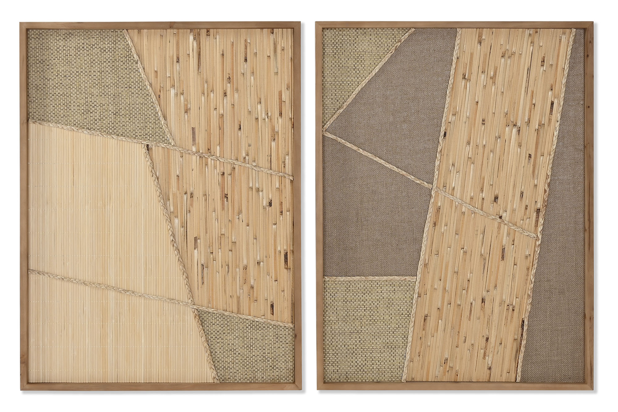 Conjunto/Set 2 Quadros Linho e Bambu