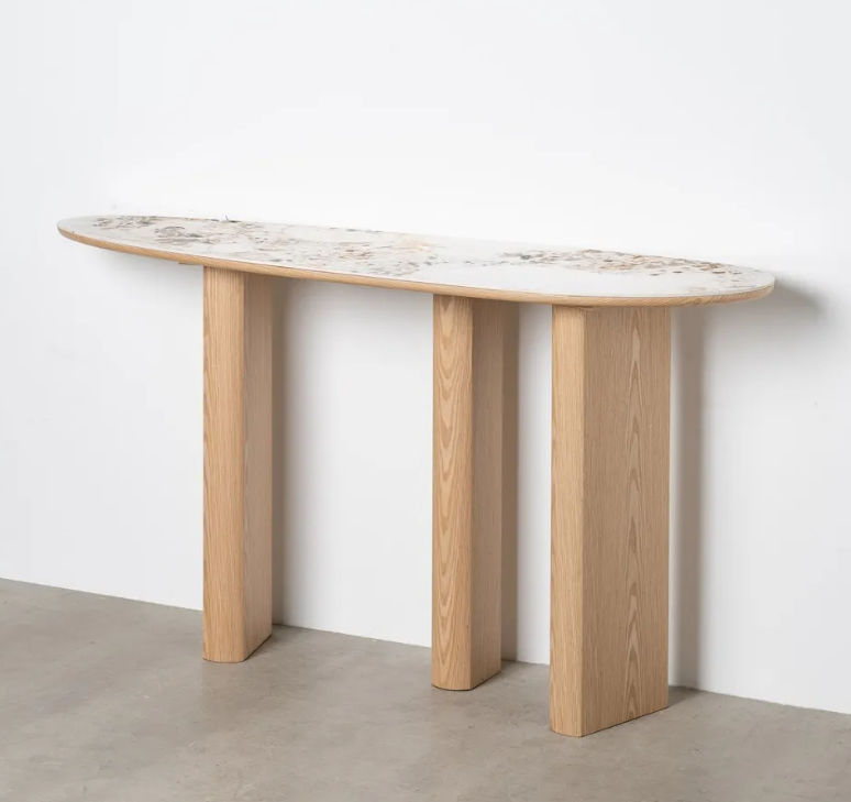 Consola Carvalho e Cerâmico