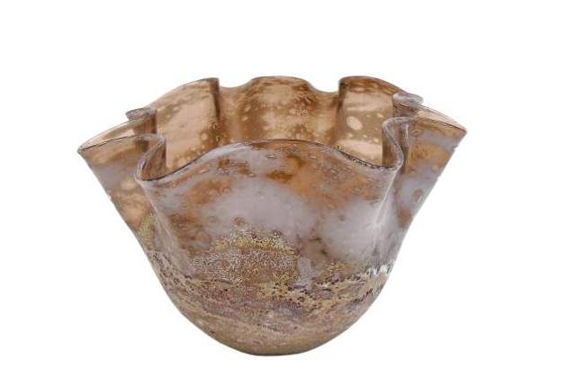 Centro/Jarra em Vidro - Castanho e Dourado