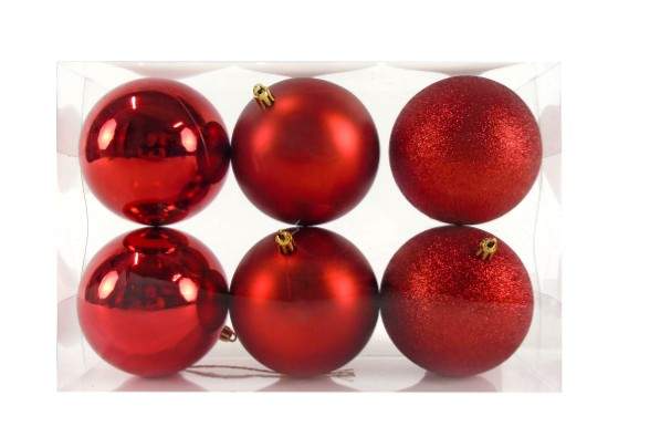 Pack 6 Bolas Pendentes - 10 cms (Vermelho)