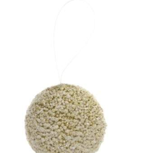 Pendente Bola Natal - efeito pérolas - Branco e Dourado Bonita bola para árvore de Natal