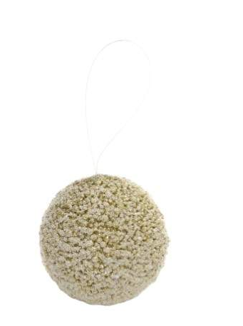 Pendente Bola Natal - efeito pérolas - Branco e Dourado