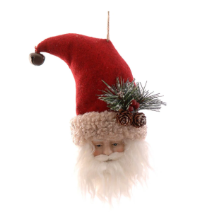 Pendente Cabeça Pai Natal Bonito e original pendente para árvore de natal