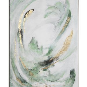 Tela Decorativa pintada a Óleo - Verde e Dourado Bonita ela pintada a Óleo com moldura