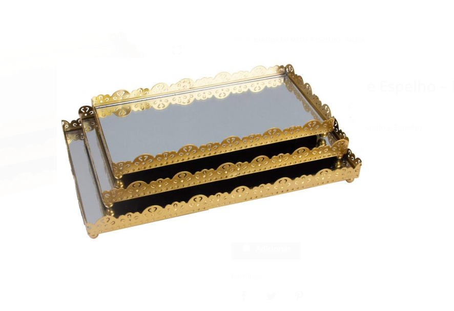 Bandeja em Metal e Espelho - Pequena