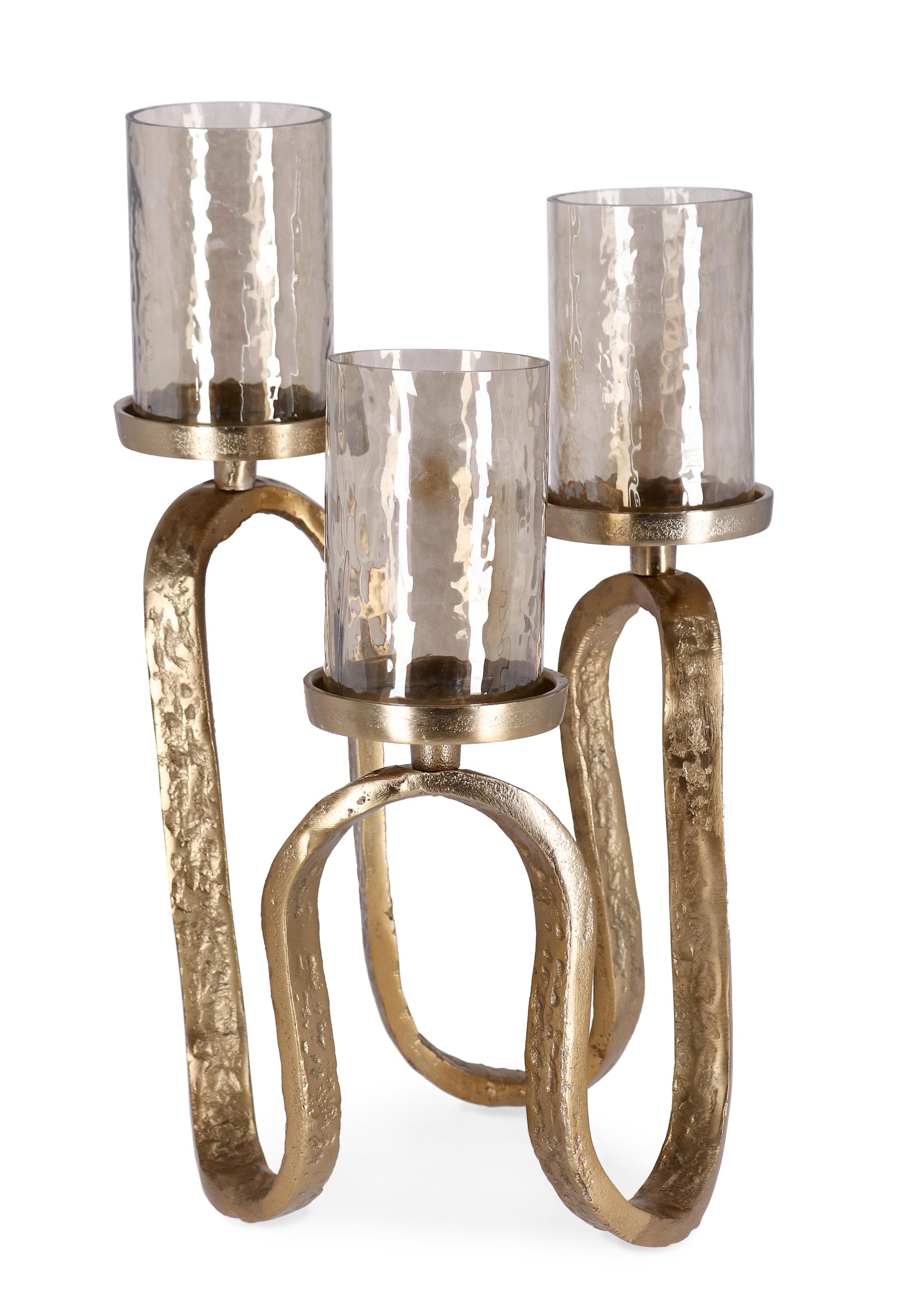 Candelabro Metal e Vidro - 3 Copos