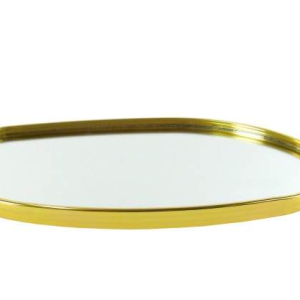 Tabuleiro/Bandeja Dourado Orgânico Bonito e simples tabuleiro com moldura dourada e fundo em espelho