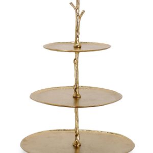 Prato em Alumínio 3 Andares - Dourado Bonito e elegante expositor/parto de 3 andares de grande dimensão