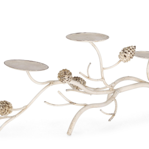 Suportes Velas/Castiçal em Metal - Pinhas Bonito e distinto castiçal em metal efeito decapé