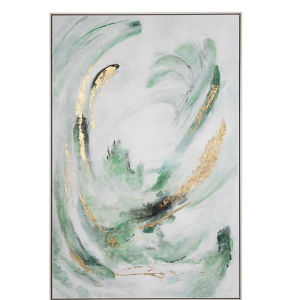 Tela com Moldura - Verde e Dourado Bonita e original tela pintada a óleo com moldura