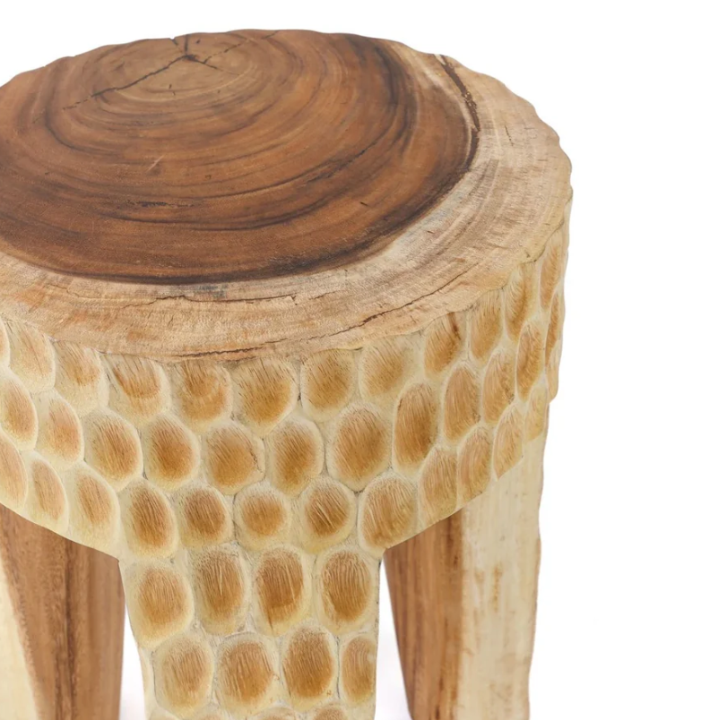 Banco/Tamborete em Madeira Natural Maciça