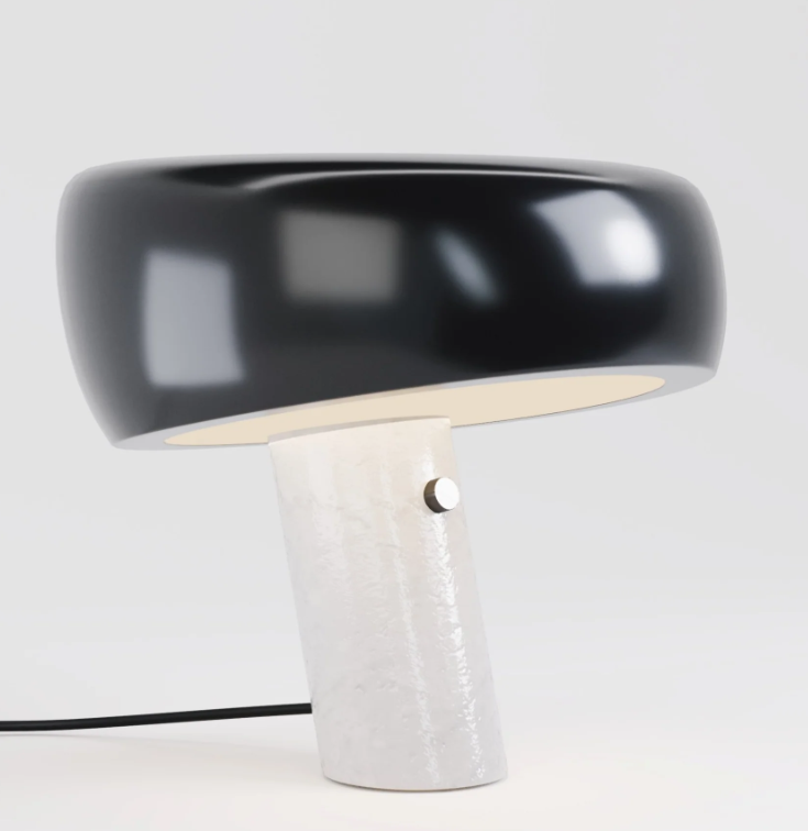 Candeeiro Mesa Metal e Mármore - Preto