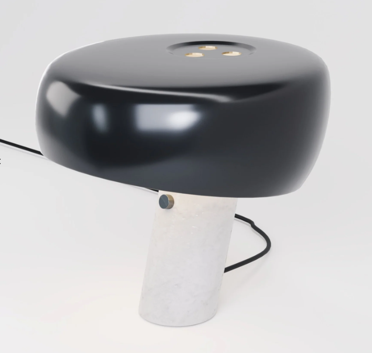 Candeeiro Mesa Metal e Mármore - Preto