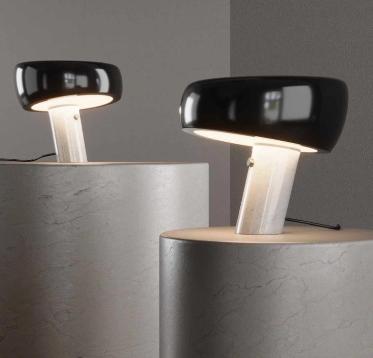 Candeeiro Mesa Metal e Mármore - Preto