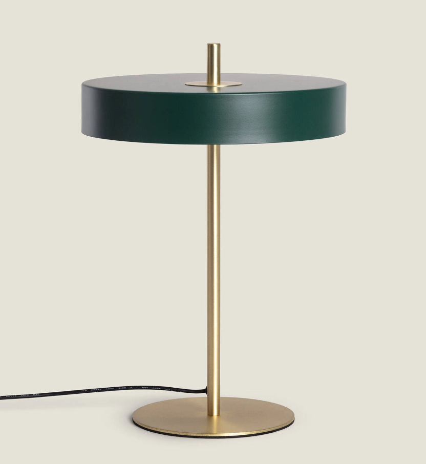 Candeeiro Mesa Metal – Verde e Dourado