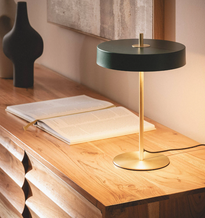 Candeeiro Mesa Metal – Verde e Dourado