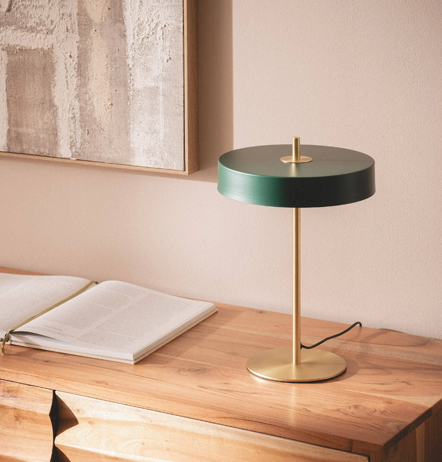 Candeeiro Mesa Metal – Verde e Dourado