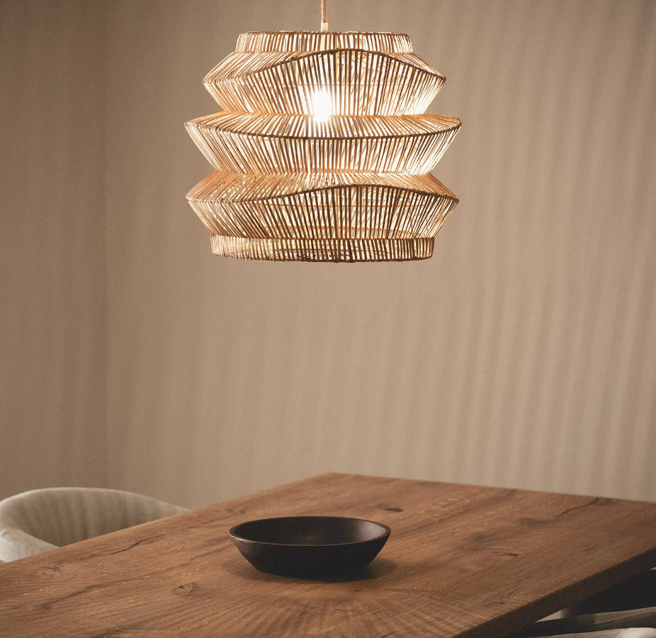 Candeeiro Suspenso Ratán | Cabo Textil