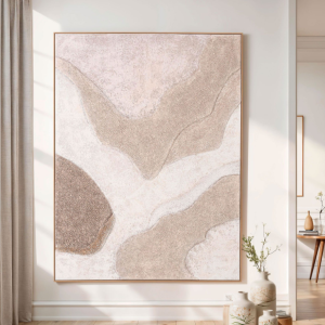 Quadro Tela com Moldura e Relevo - Areia 150X200 Bonito e original tela com moldura de grandes dimensões