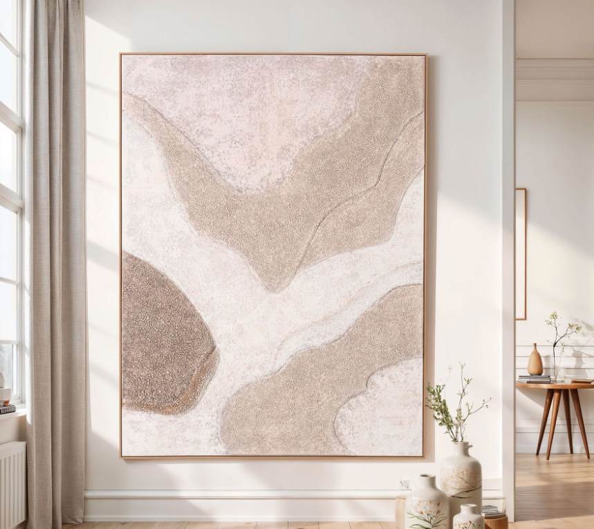 Quadro Tela com Moldura e Relevo - Areia 150X200