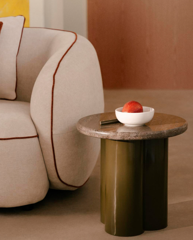 Mesa Apoio - Metal/Tampo Mármore