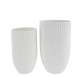 Vaso Fibra Resina – Branco (Grd) Bonito vaso em fibra de resina efeito textura de grandes dimensões.