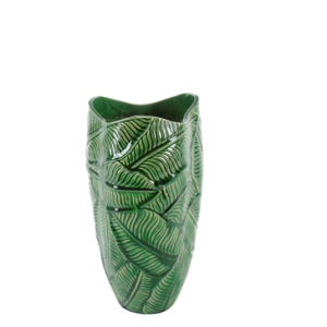 Jarra Cerâmica Folhas - Verde Bonita Jarra em Cerâmica com Folhas