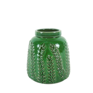 Jarra Cerâmica – Verde Bonita Jarra em Cerâmica com folhagem