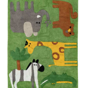 Carpete Animais Verde - Algodão Bonita carpete infantil com padrão animais em algodão