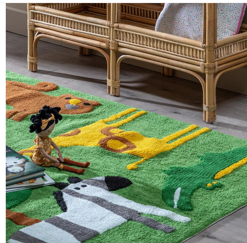Carpete Animais Verde - Algodão