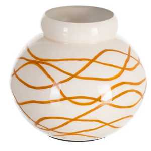Vaso Branco e Mostarda Bonito vaso em metal, branco/mostarda