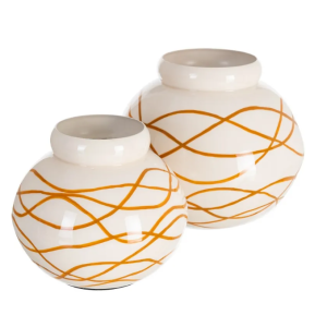 Vaso Branco e Mostarda Bonito vaso em metal, branco/mostarda