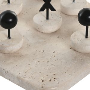 Jogo Galo Travertino Bonito e distinto jogo do galo em mármore travertino e metal preto