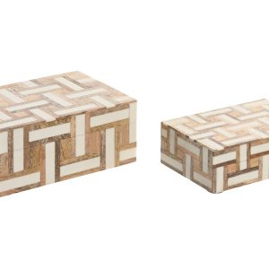 Caixa com tampa Madeira - Grande Bonita caixa em madeira de manga e resina