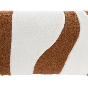 Almofada Decorativa Poliéster – Ondas Terracota/Laranja Bonita almofada decorativa em poliéster, tons branco e terracota/telha