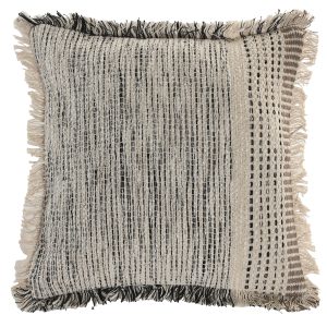Almofada Franjas Quadrada - Cinza Bonita almofada decorativa em algodão, tons cinza com franjas