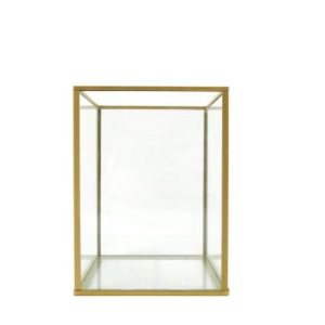 Cubo/Cúpula em Vidro e Metal Dourado - Peq. Bonita e distinta cúpula em vidro e metal