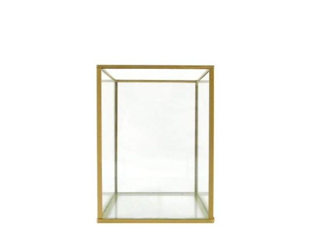 Cubo/Cúpula em Vidro e Metal Dourado - Peq.