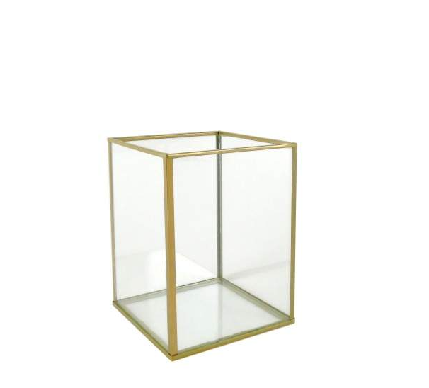 Cubo/Cúpula em Vidro e Metal Dourado – Grd