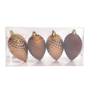 Pack 4 Pendentes Natal - Pinhas Pack de 4 pendentes de natal em formato de pinha Material: Pvc