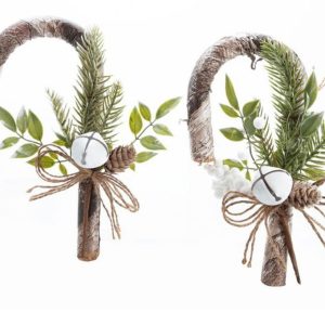 Pendente Bengala com Guizos e Pinhas Bonito e original pendente bengala em MDF para árvore de natal