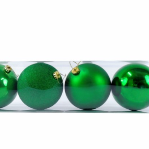 Set 4 Bolas - 15 Cms (Verde) Conjunto de 4 Bolas PVC pendentes para árvore de natal - 15 cms