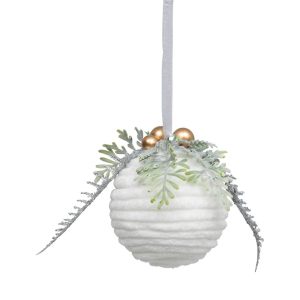 Pendente Bola Branca com Ramo e Baga Bonito pendente bola para árvore de Natal com aplicações